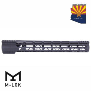 Guntec 15″ AIR-LOK Series M-LOK Compression Free Floating Handguard With Monolithic Top Rail (Gen 2) (Anodized Black)